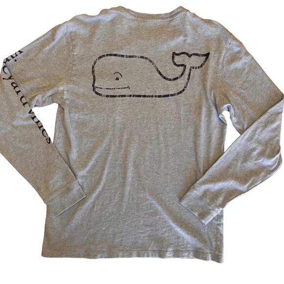 Vineyard Vines Mens T-shirt S Long Sleeve Light Blue Pocket Tee - Picture 3 of 8